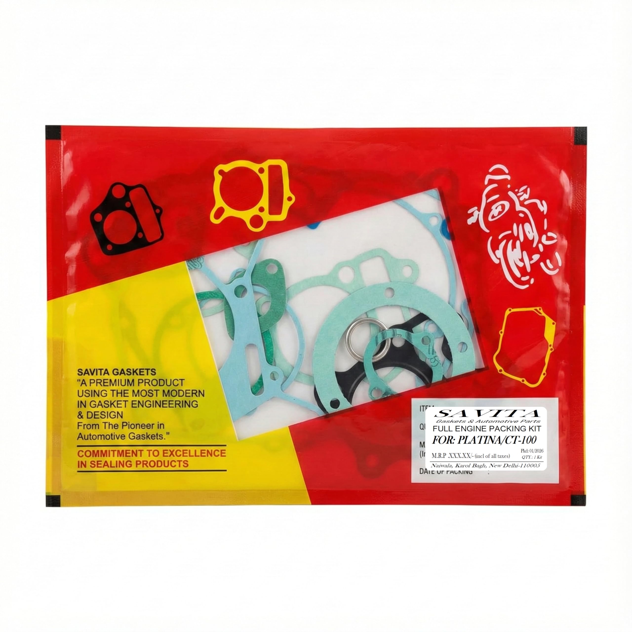 Savita Full Engine Packing Gasket Kit Durable for Bajaj Platina 100 CT 100 1
