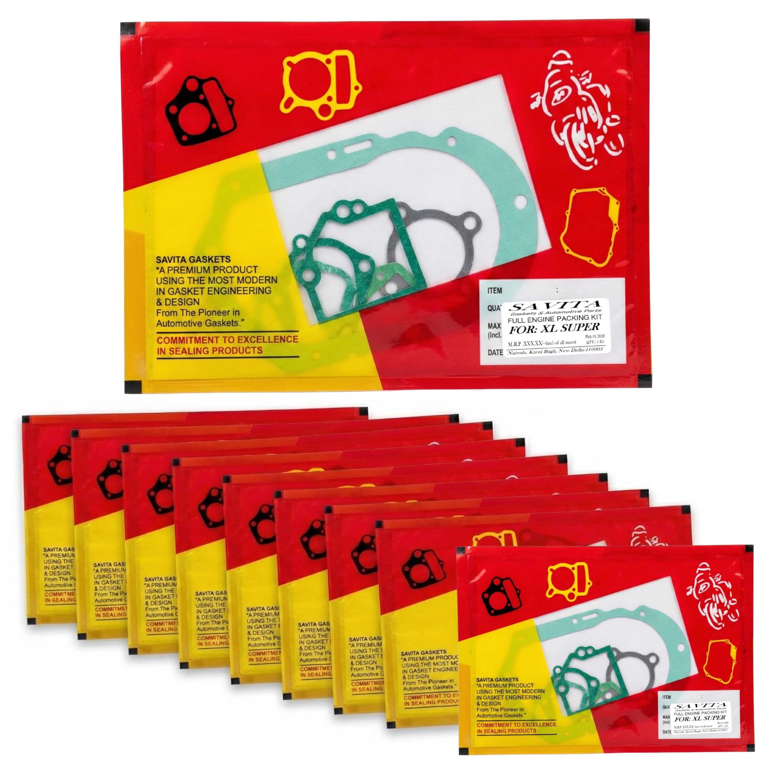 Savita Full Engine Packing Gasket Kit Durable for TVS XL Super (Pack of 10) 1