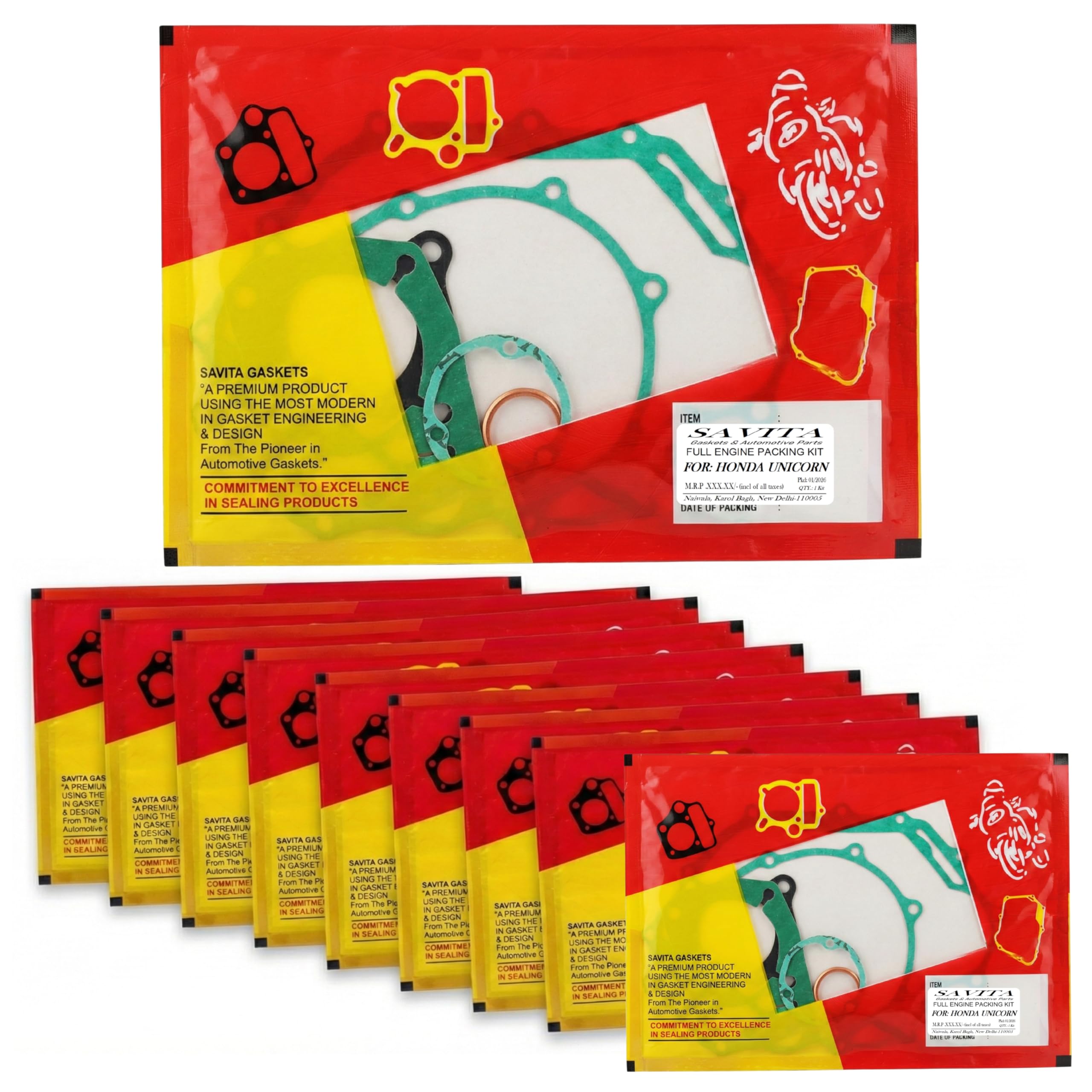 Savita Full Engine Packing Gasket Kit Pack of 10 for Honda Unicorn 150 160 1