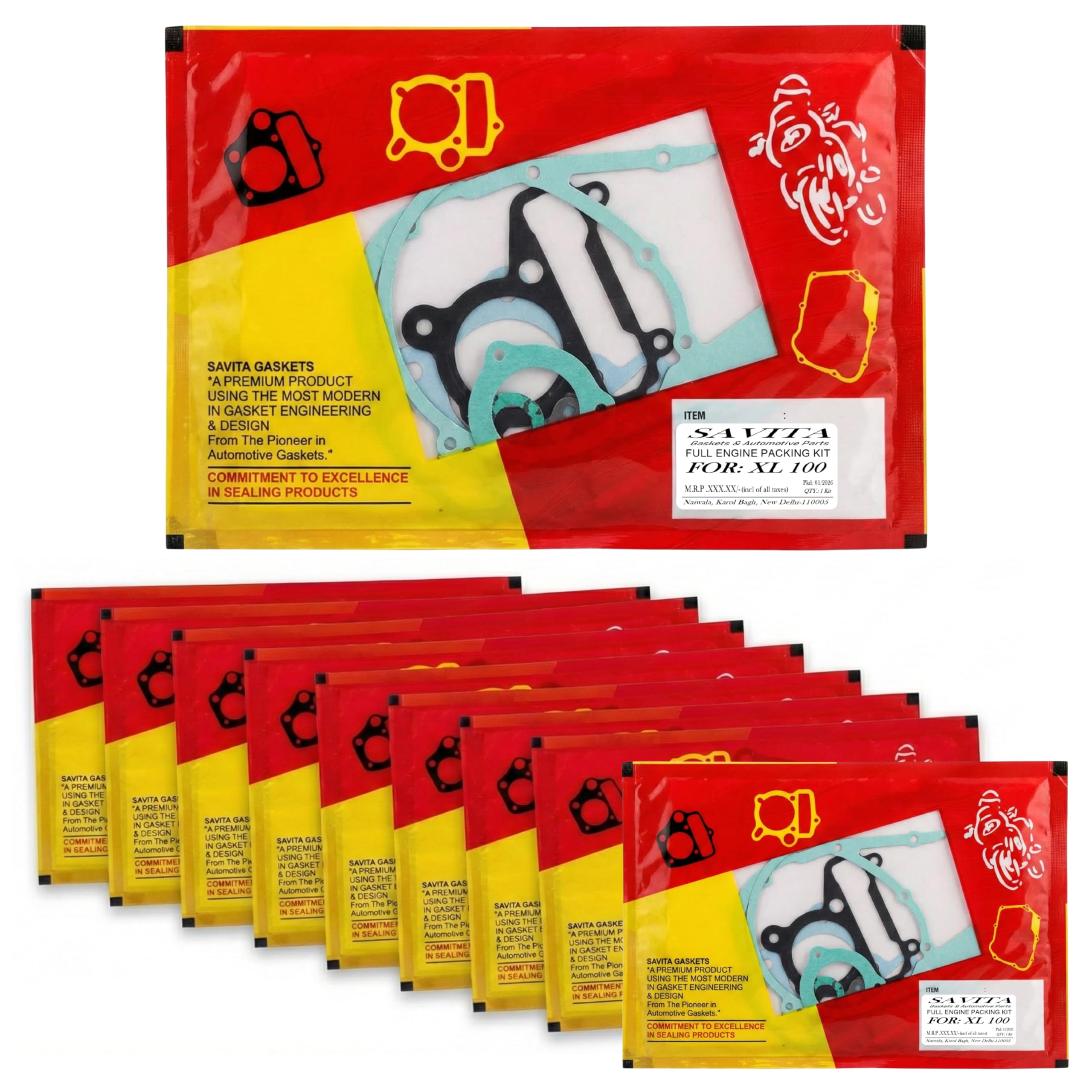 Savita Full Engine Packing Gasket Kit Pack of 10 for TVS XL 100 Heavy Duty 1