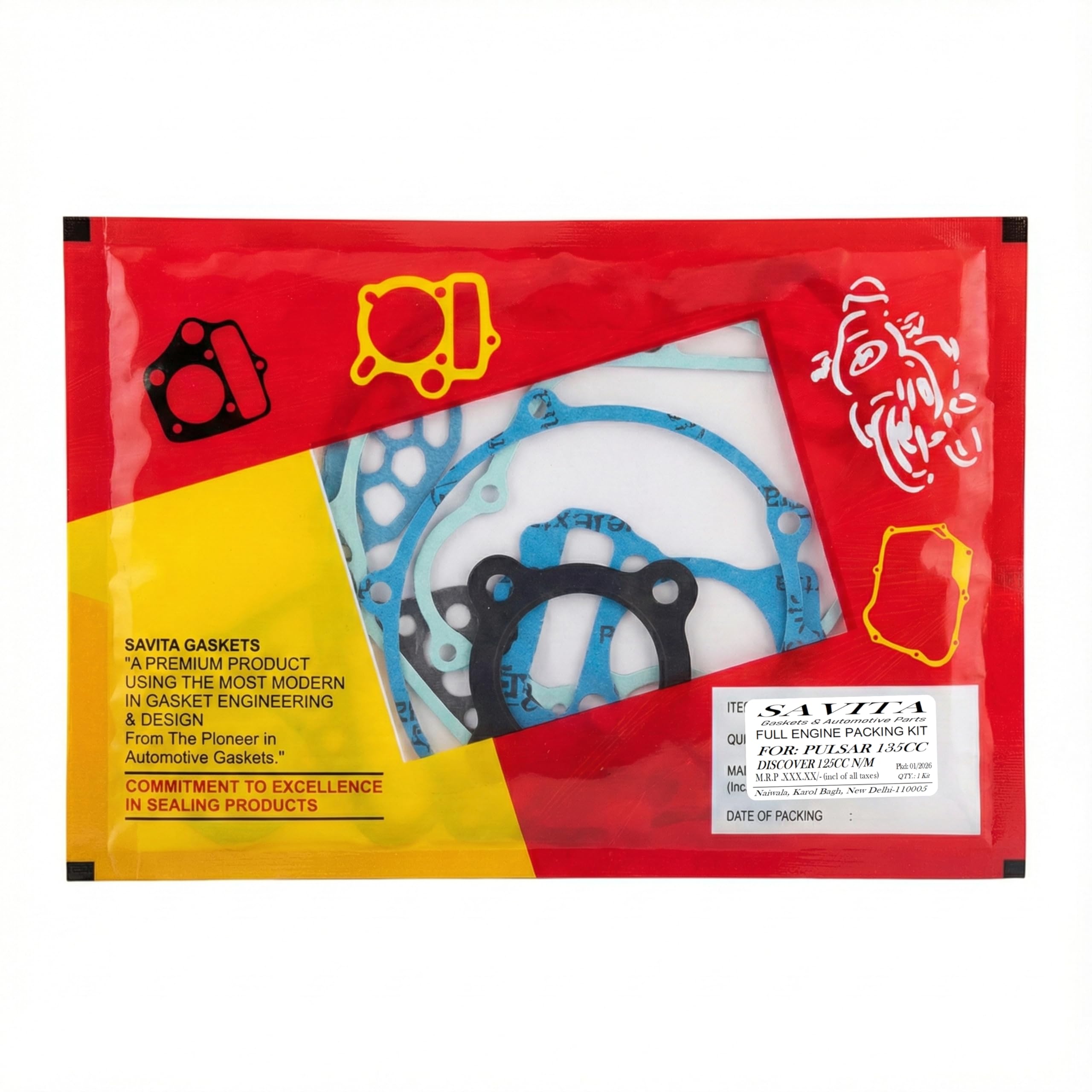 Savita Full Engine Packing Kit Durable Gasket for Bajaj Pulsar 135LS Discover 125 1