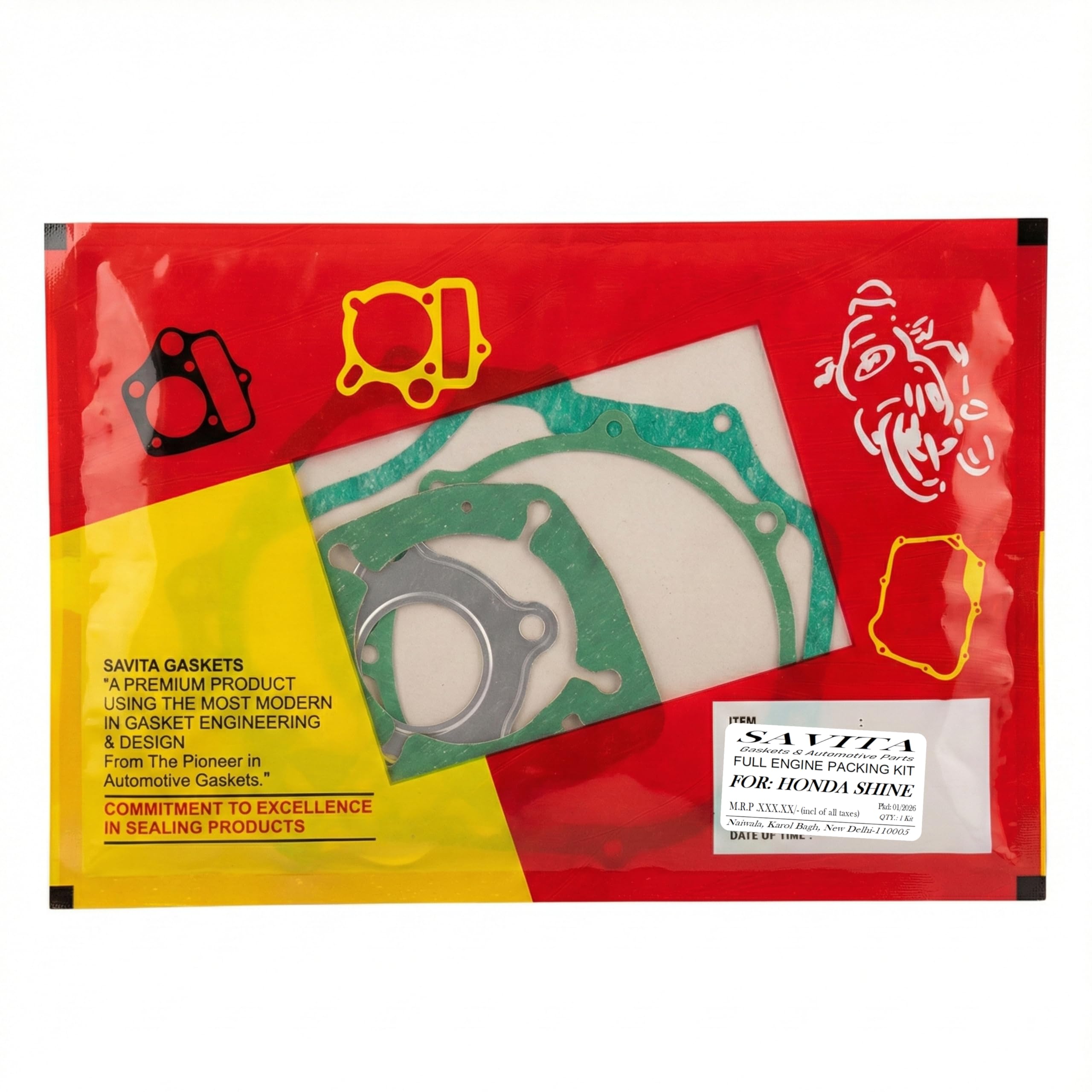 Savita Full Engine Packing Kit Durable Gasket for Honda CB Shine / Shine SP 1