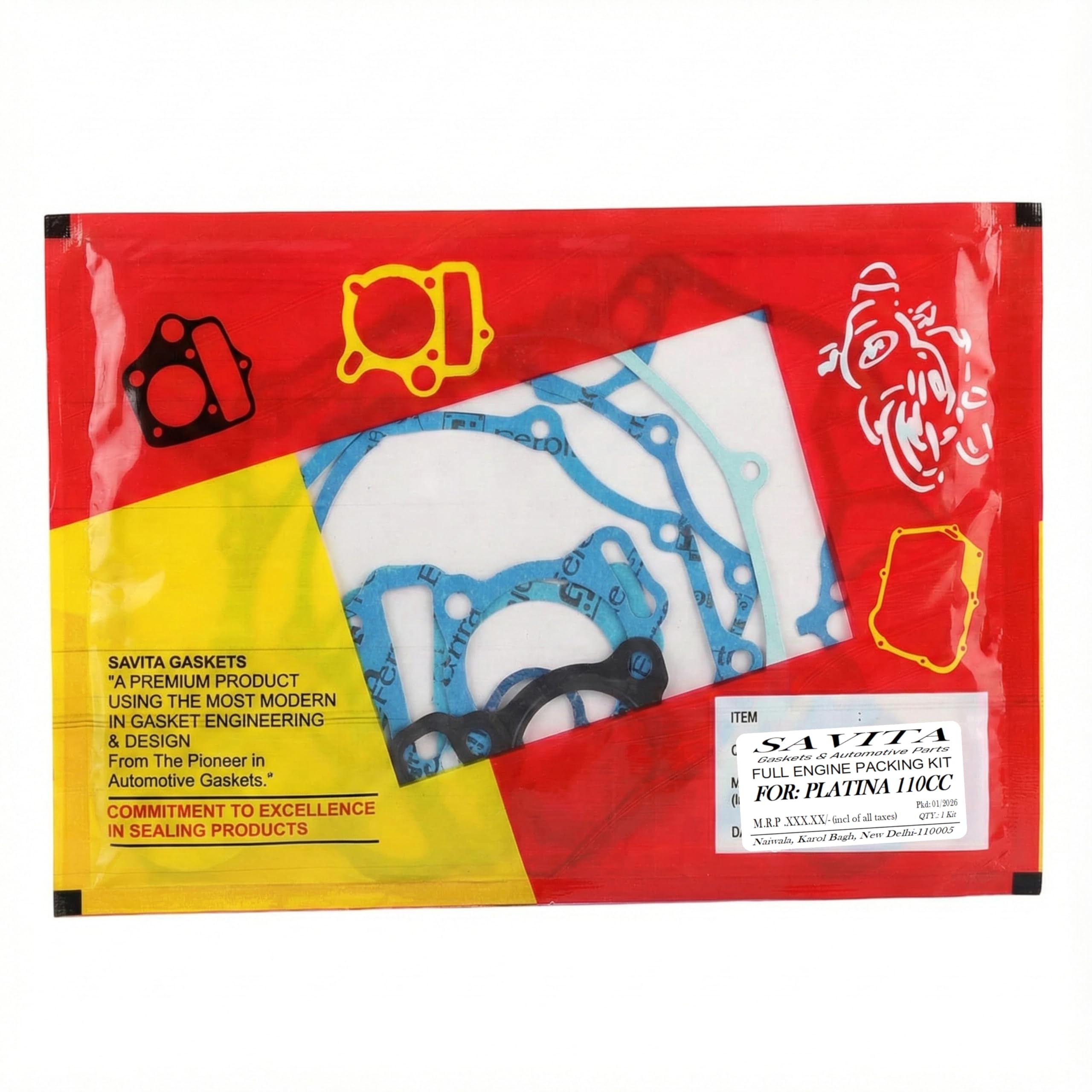 Savita Full Engine Packing Kit Durable Gasket Set for Bajaj Platina 110 1