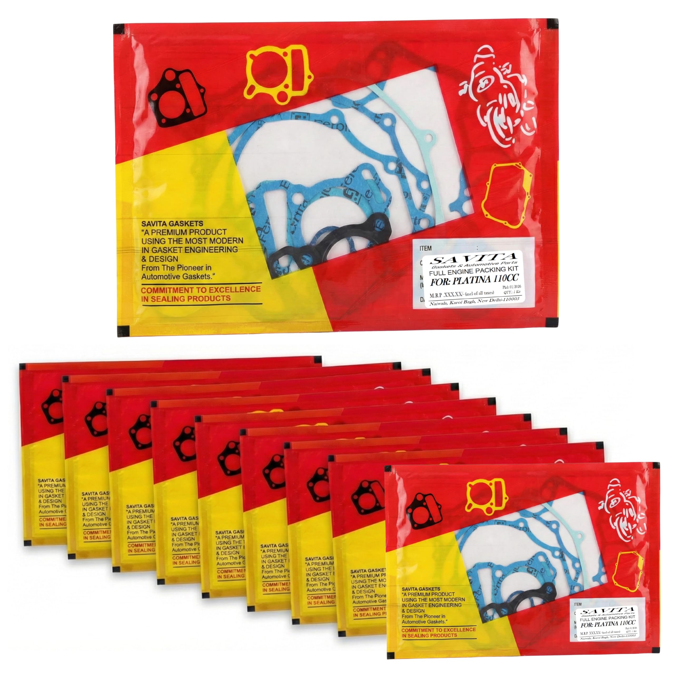 Savita Full Engine Packing Kit Pack of 10 Durable for Bajaj Platina 110 1