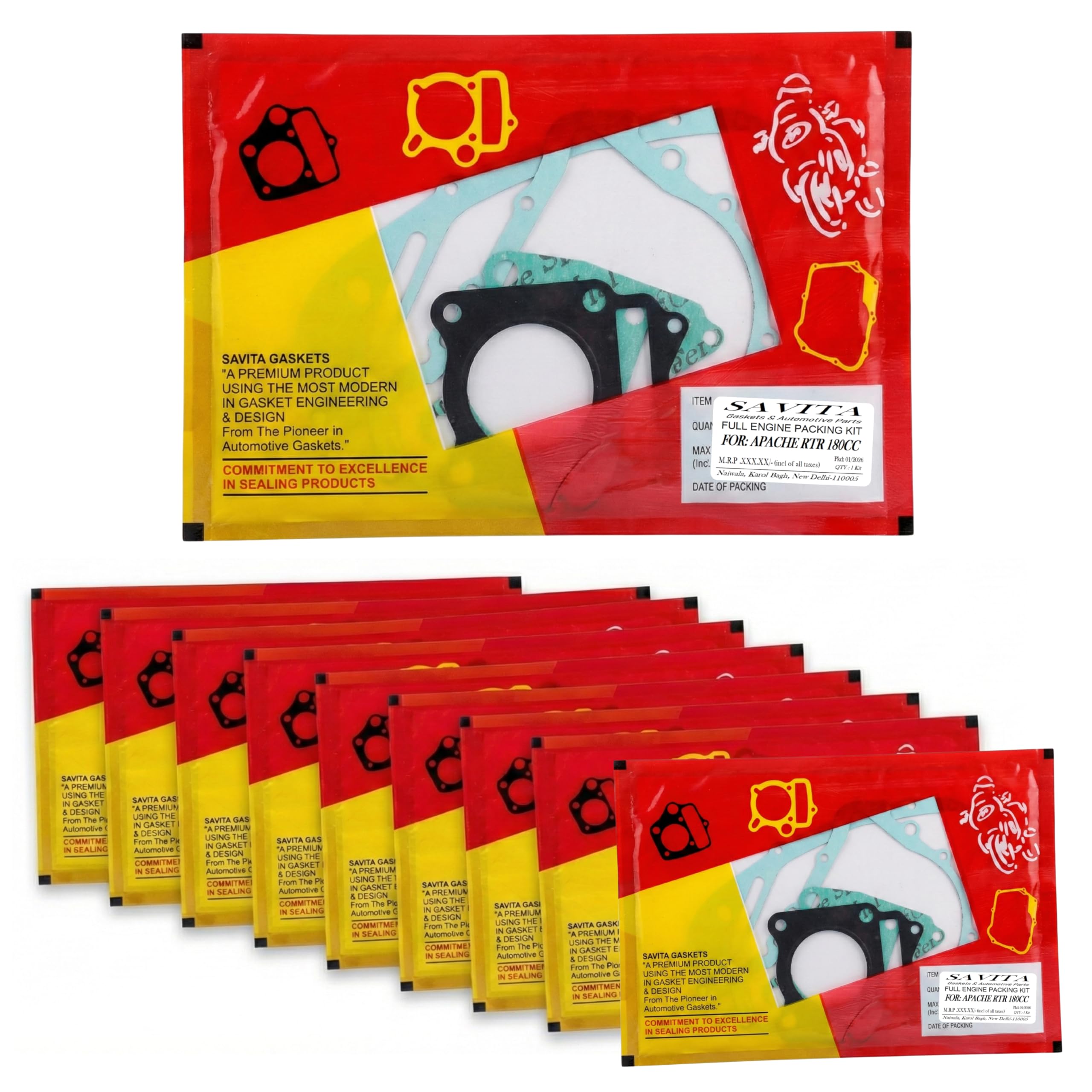 Savita Full Engine Packing Kit & Seal Set (Pack of 10) for TVS Apache RTR 180 1