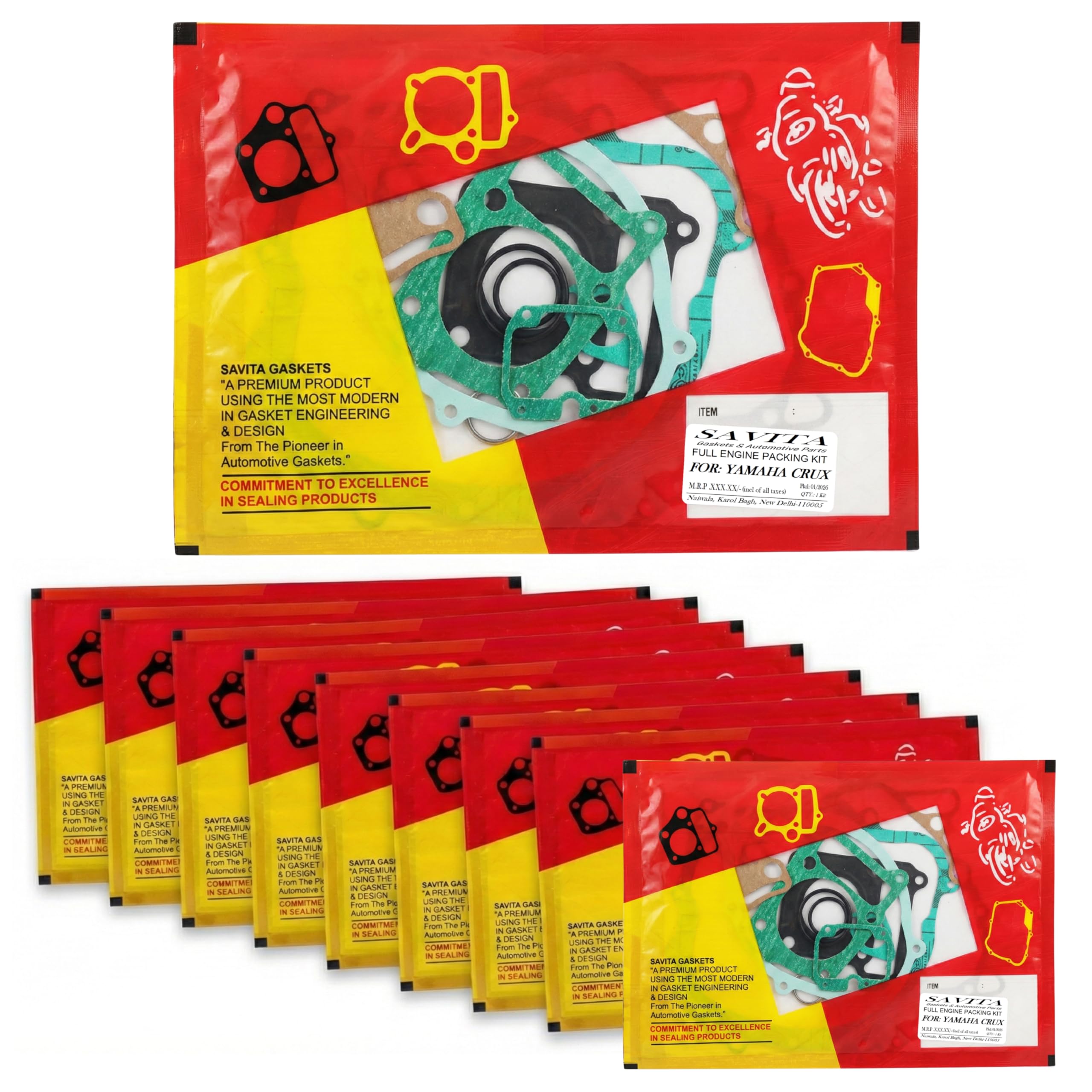 Savita Full Packing Gasket Kit Pack of 10 Durable for Yamaha Crux/Crux-R 1