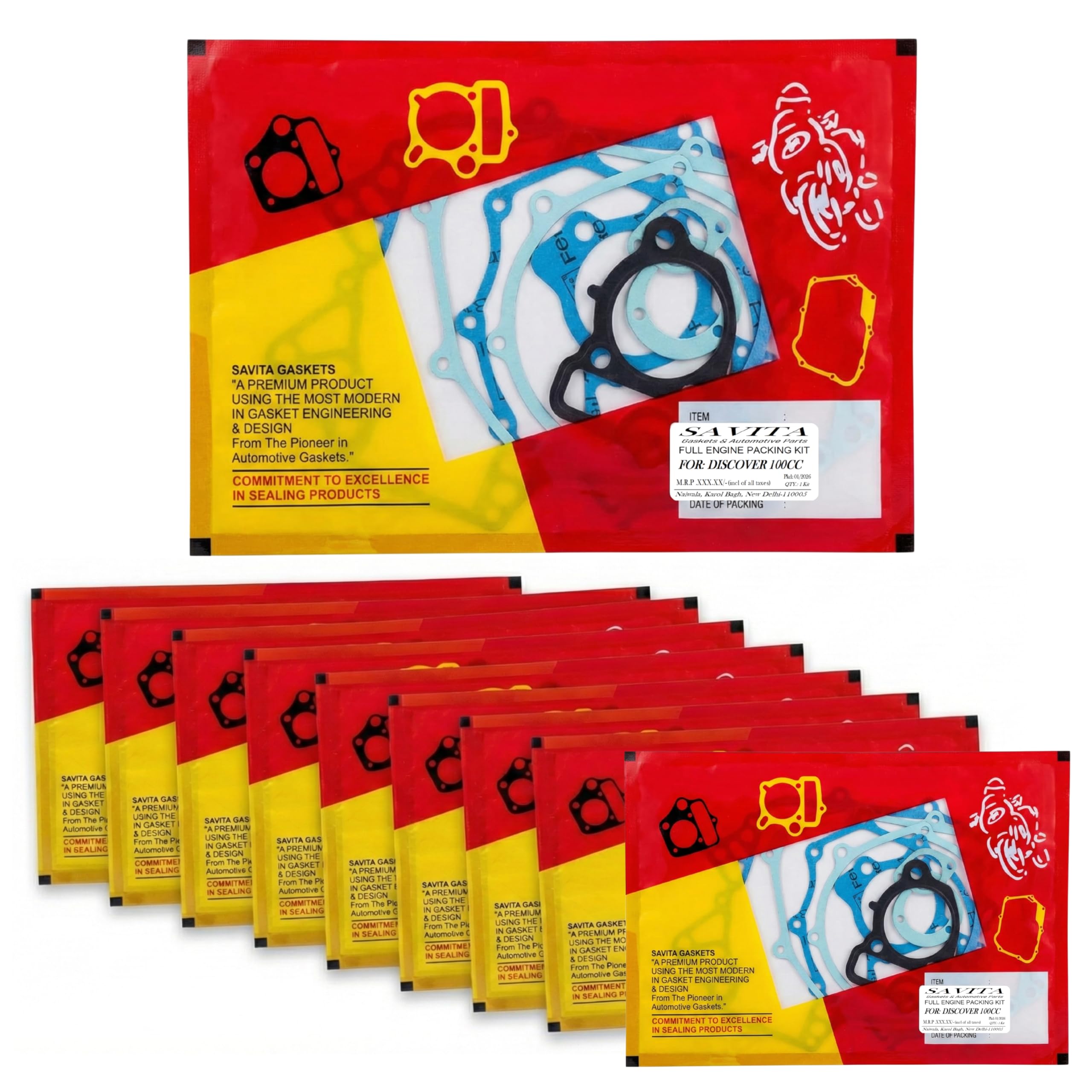 Savita Full Packing Gasket Kit Pack of 10 for Bajaj Discover 100cc 1