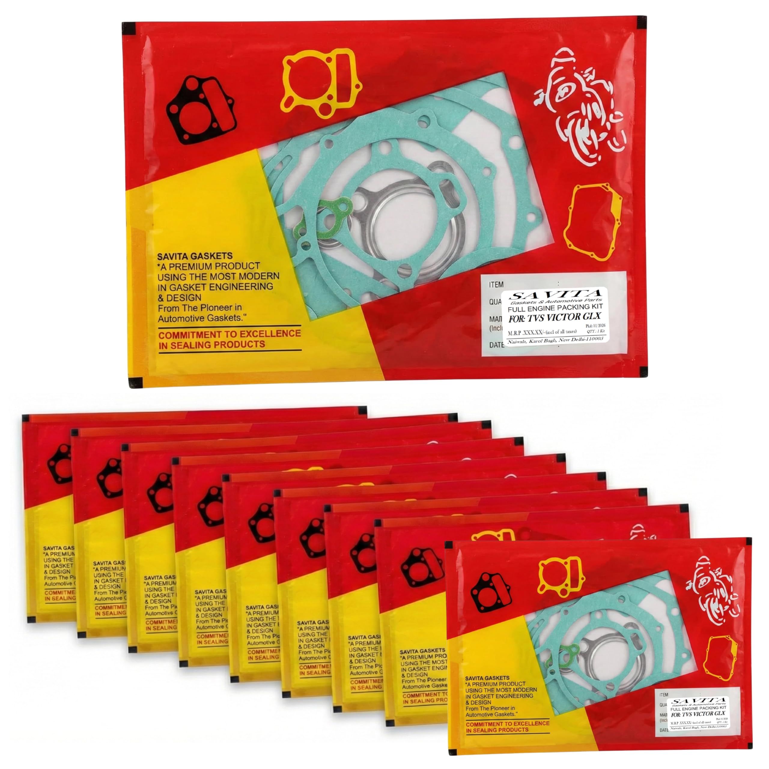 Savita Full Packing Gasket Kit Pack of 10 for TVS Victor GLX 125cc 1