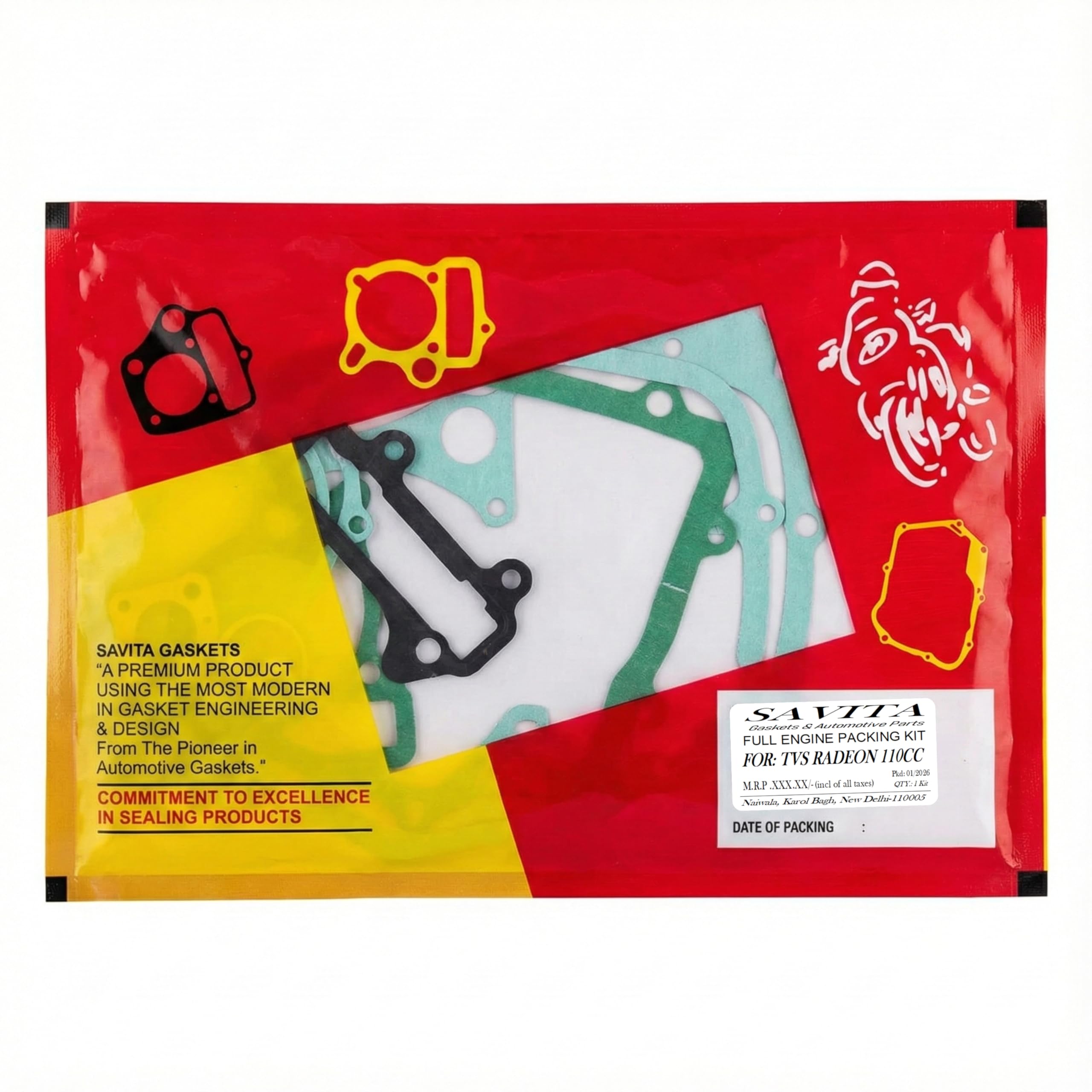 Savita Full Packing Kit Durable Gasket Set for TVS Radeon 110 1