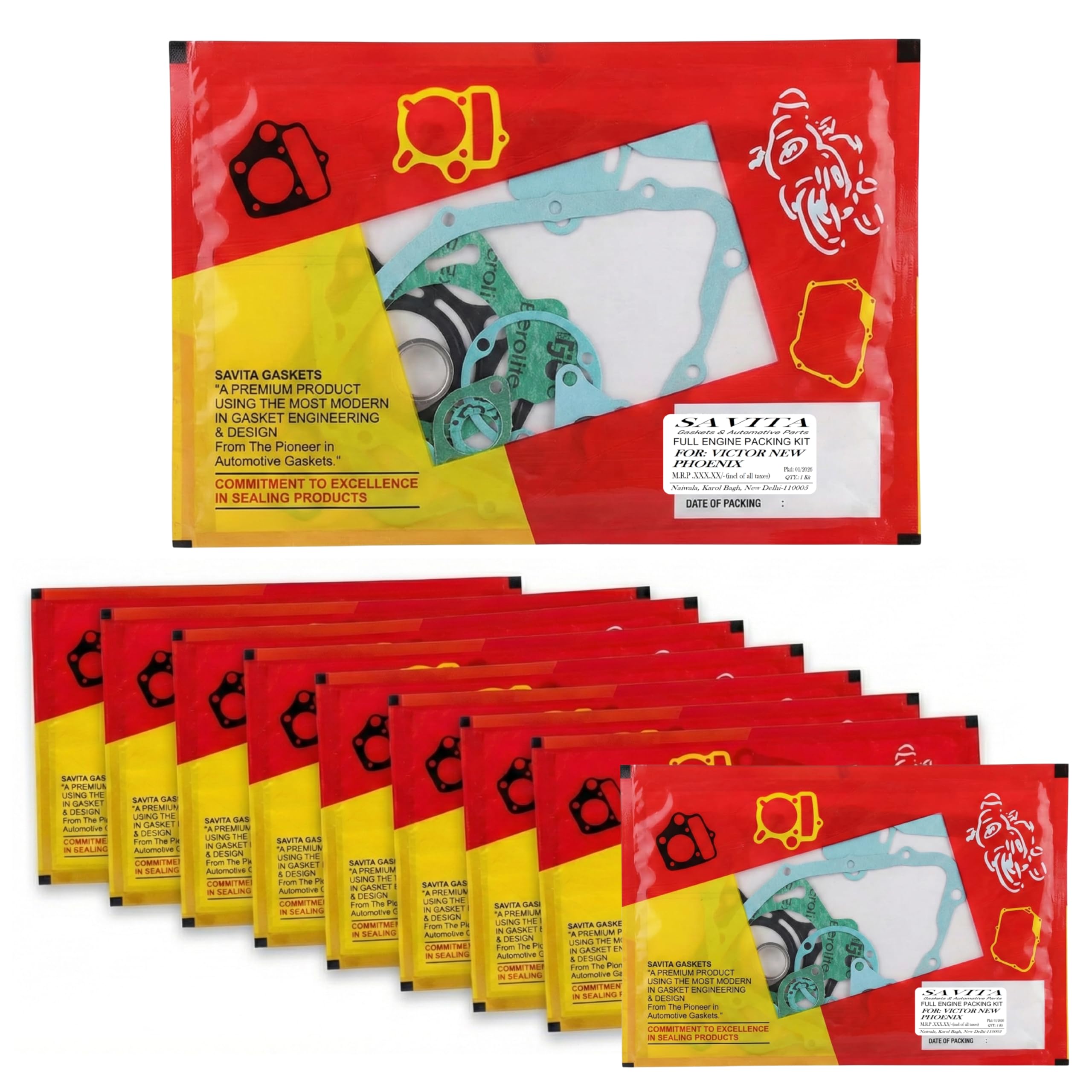 Savita Full Packing Kit Durable Gasket Set for TVS Victor New Phoenix (Pack of 10) 1