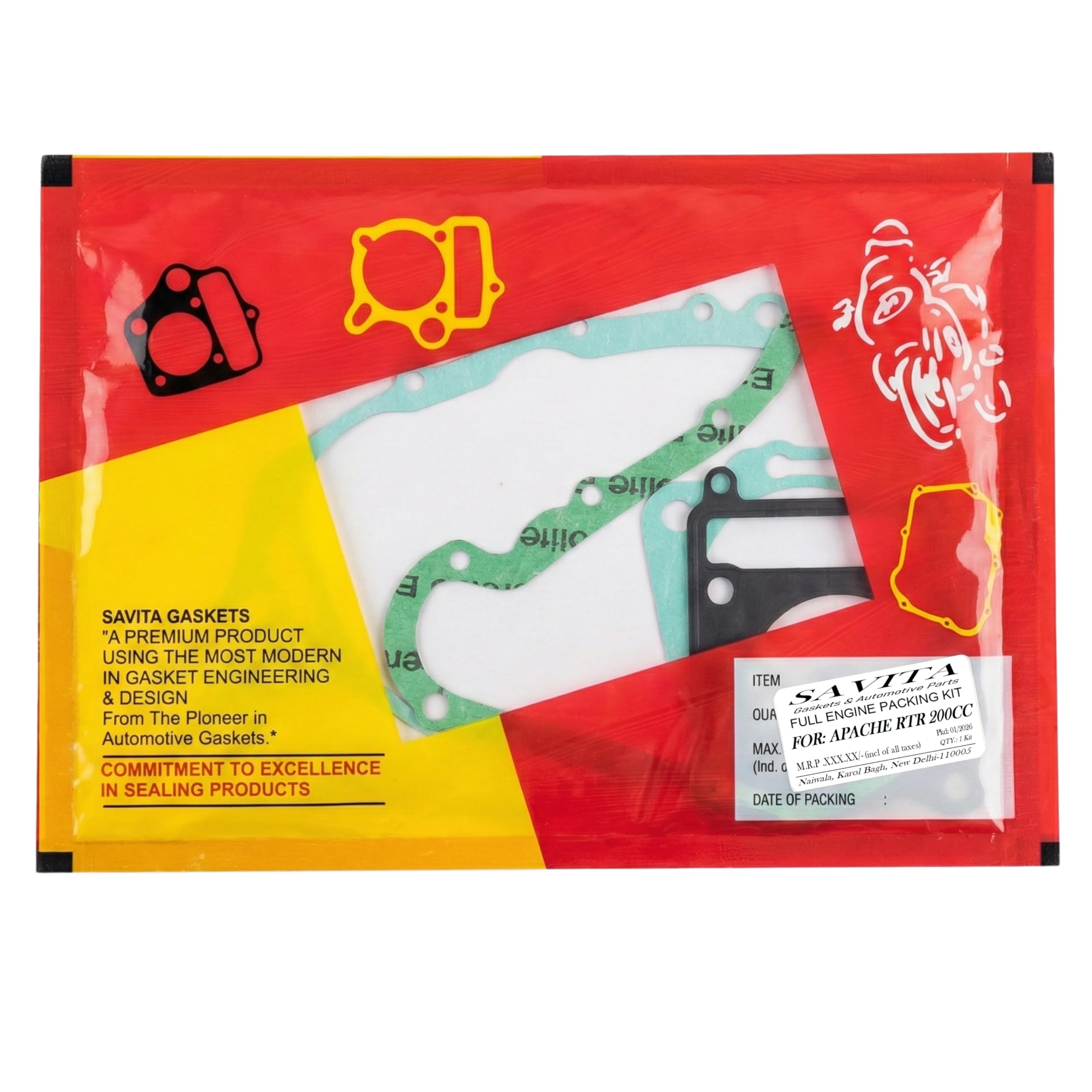 Savita Full Packing Kit Gasket Set for TVS Apache RTR 200 4V High-Performance 1