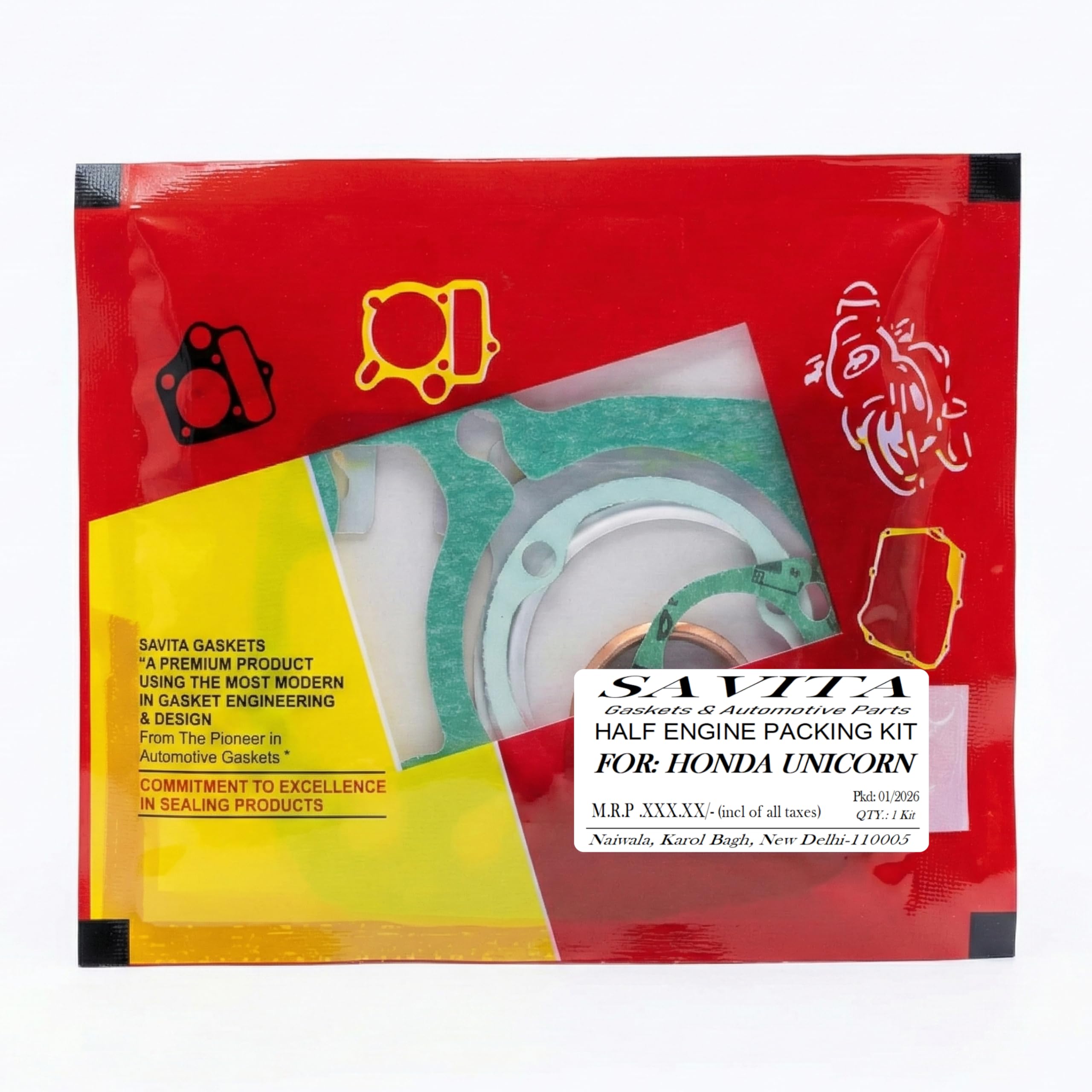Savita Half Engine Gasket Packing Kit Durable for Honda Unicorn 150cc 1