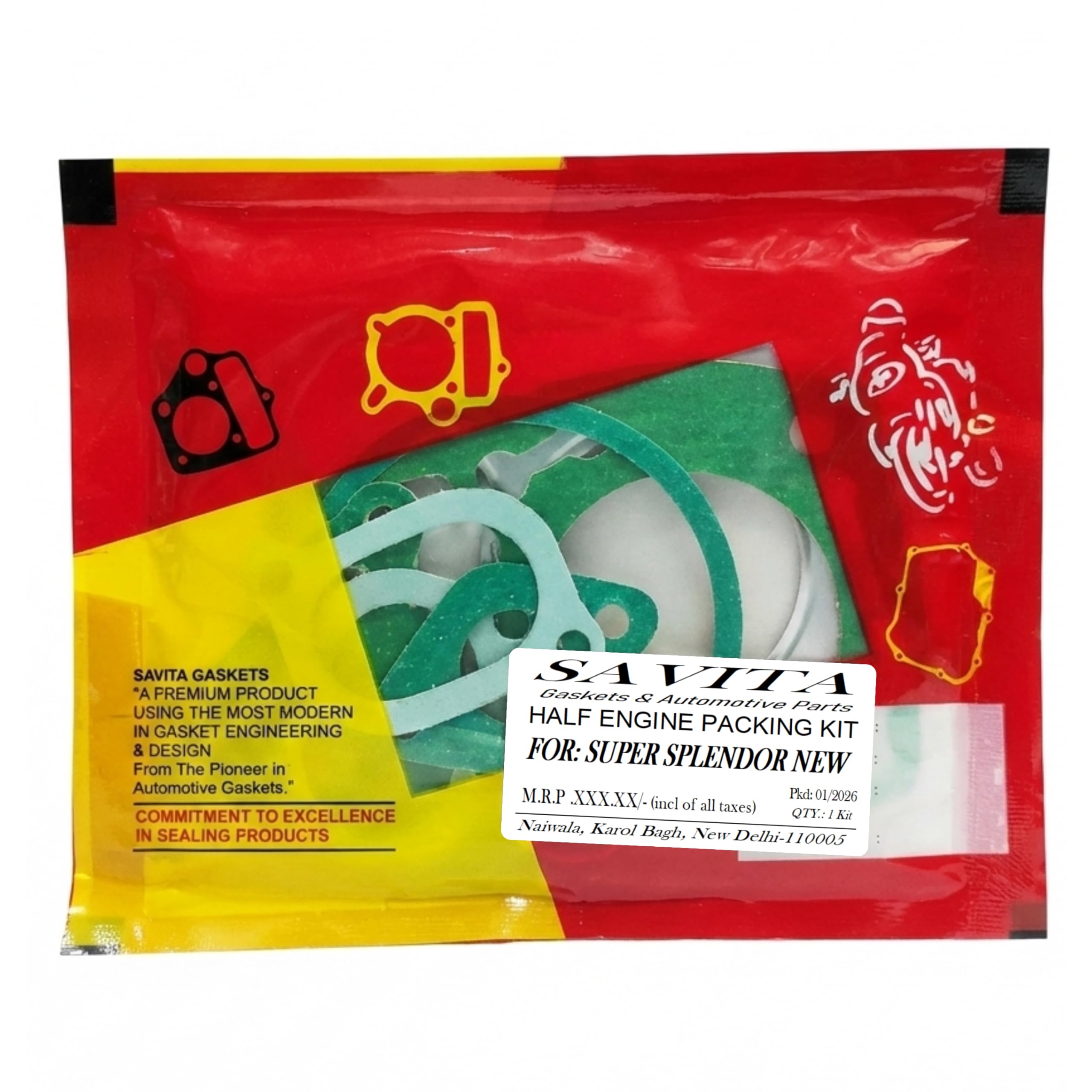 Savita Half Engine Packing Gasket Kit Durable for Hero Super Splendor New Model 1