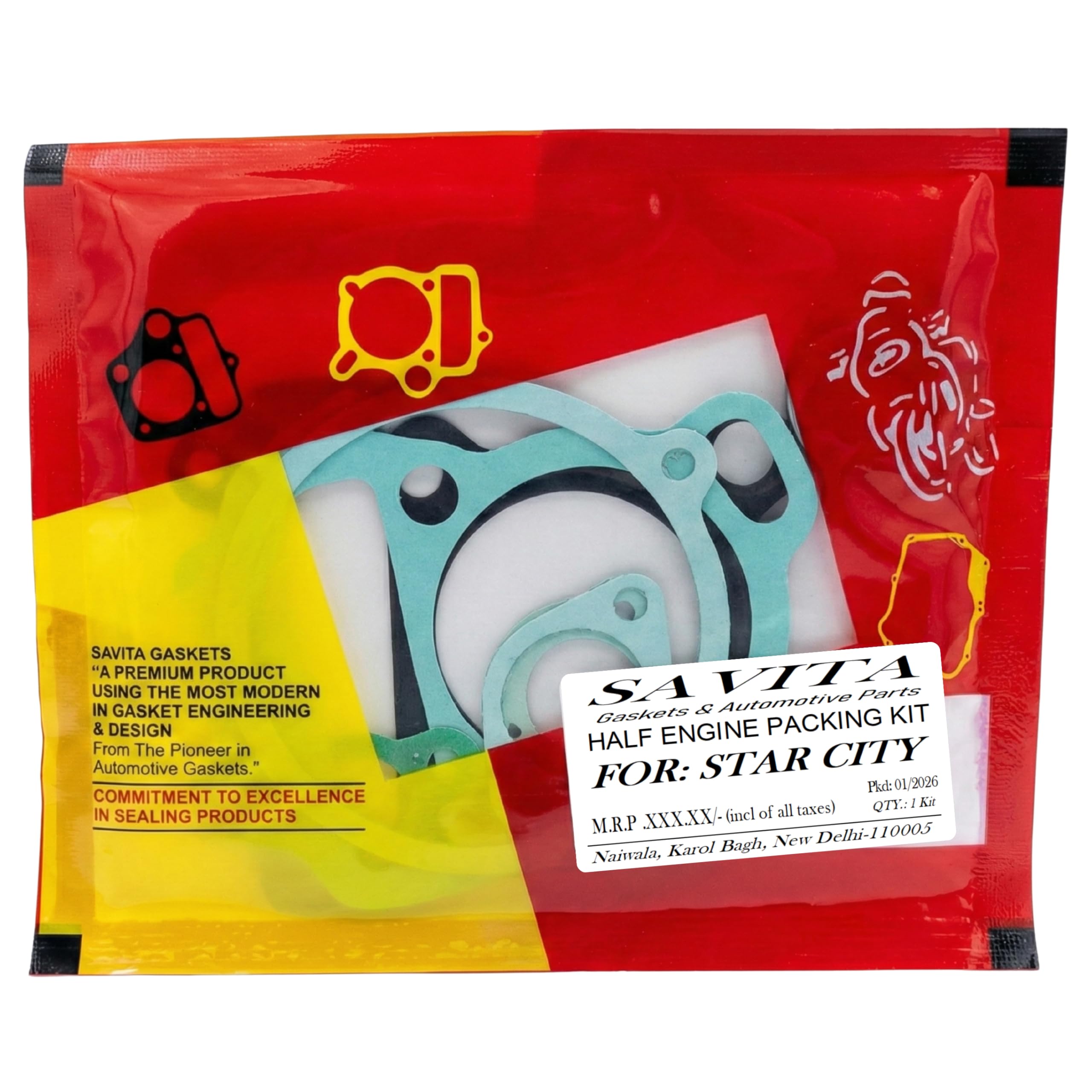 Savita Half Engine Packing Gasket Kit Durable Set for TVS Star City 110cc 1