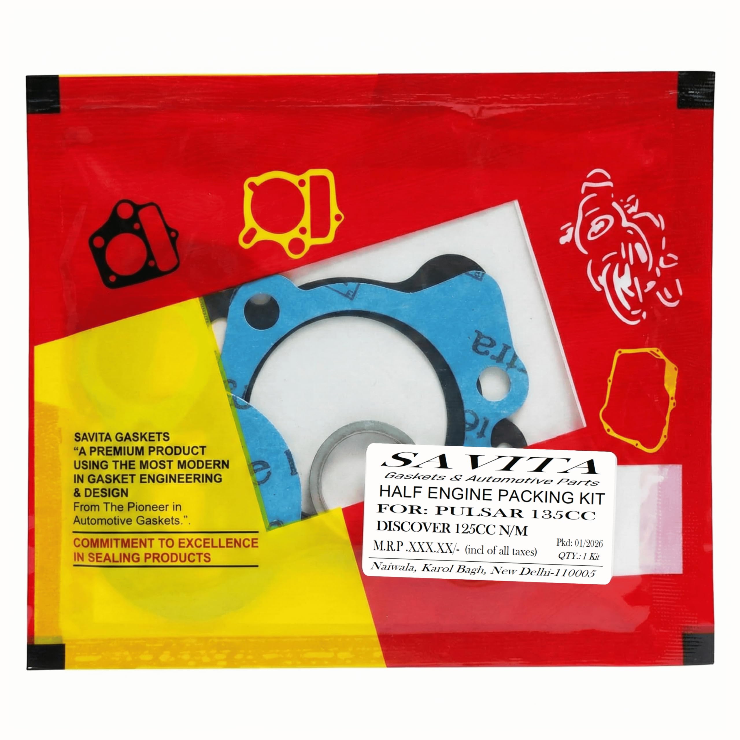 Savita Half Engine Packing Gasket Kit for Pulsar 135 LS & Discover 125 New 1