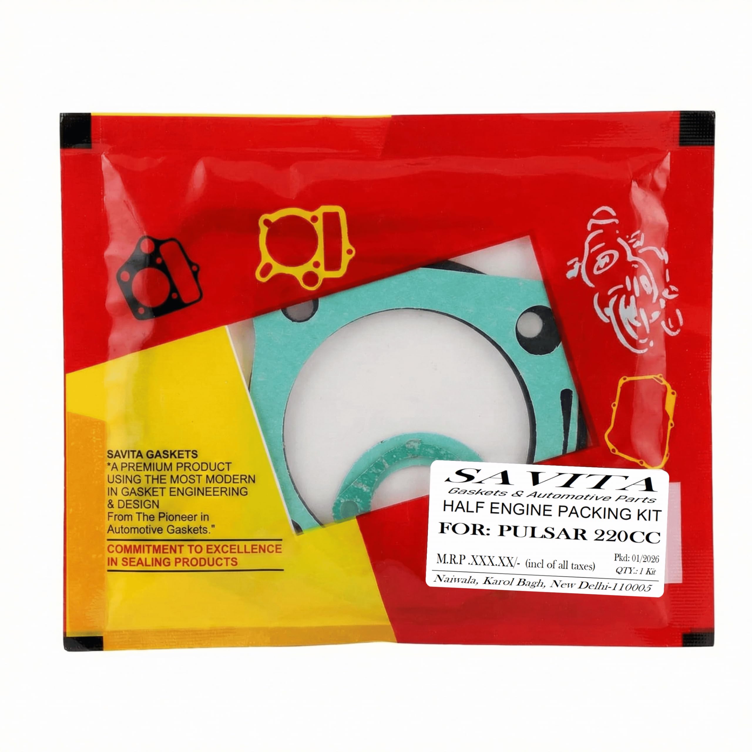 Savita Half Engine Packing Kit Durable Gasket for Bajaj Pulsar 220 1