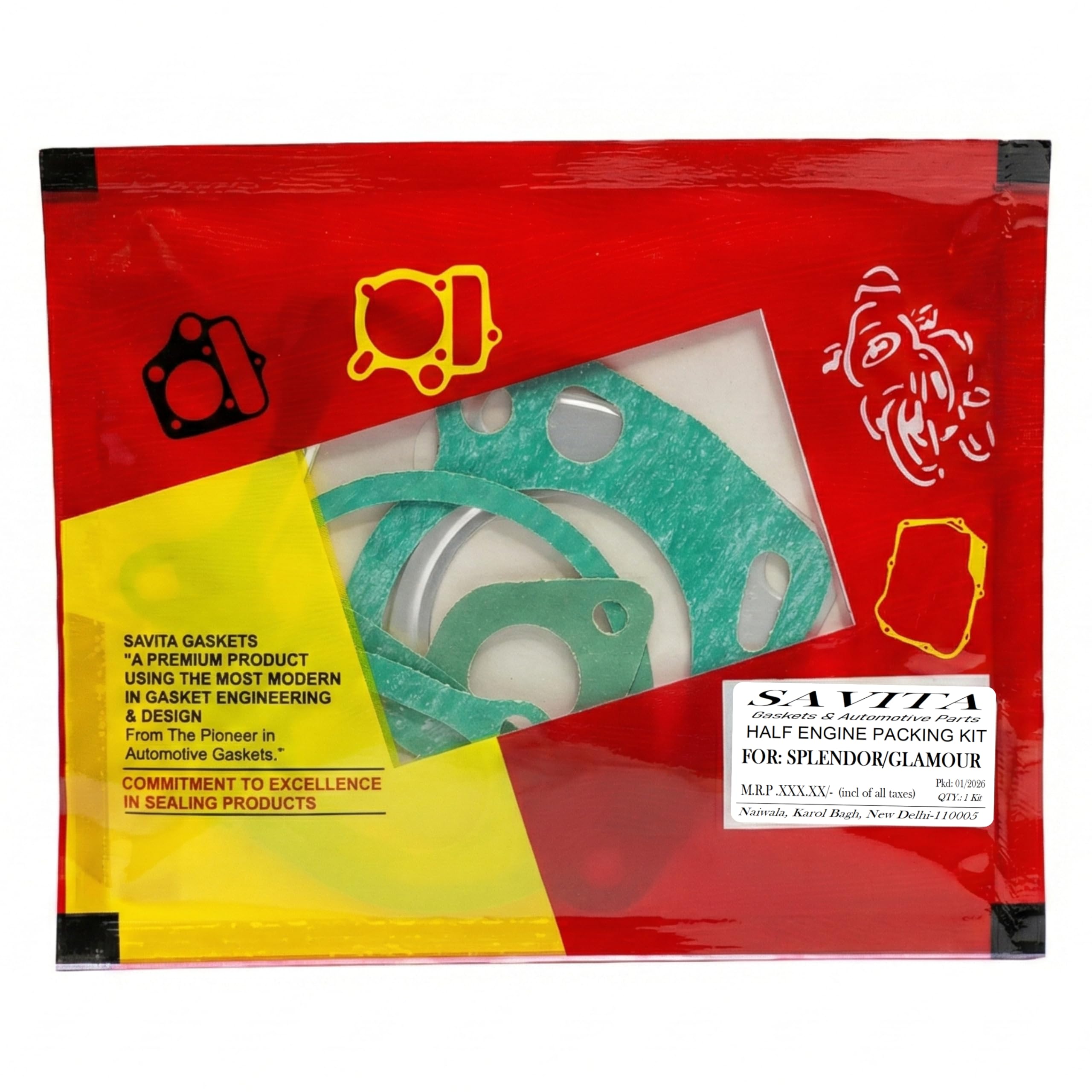 Savita Half Engine Packing Kit Durable Gasket for Hero Glamour Super Splendor 1