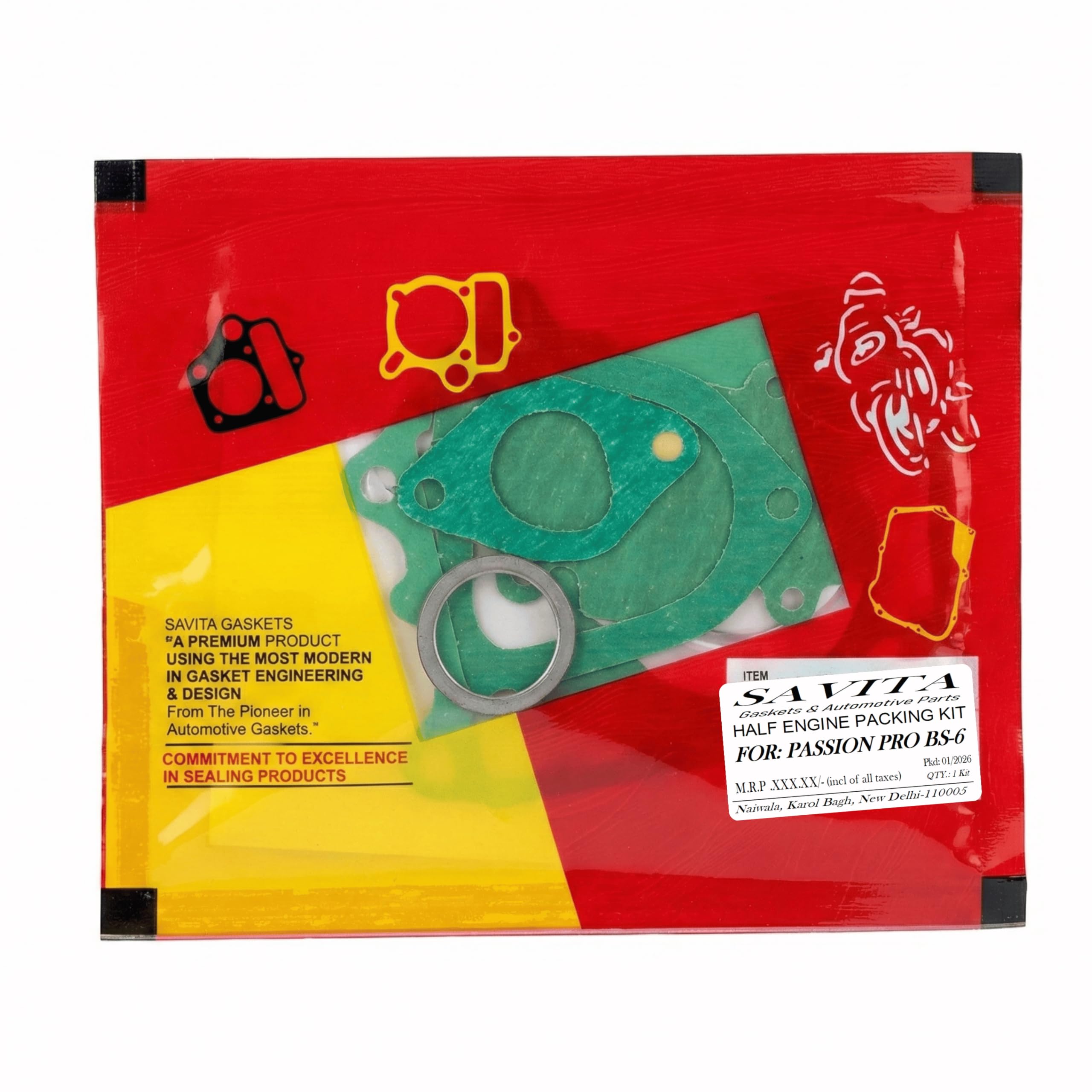 Savita Half Engine Packing Kit Durable Gasket for Hero Passion Pro BS6 1