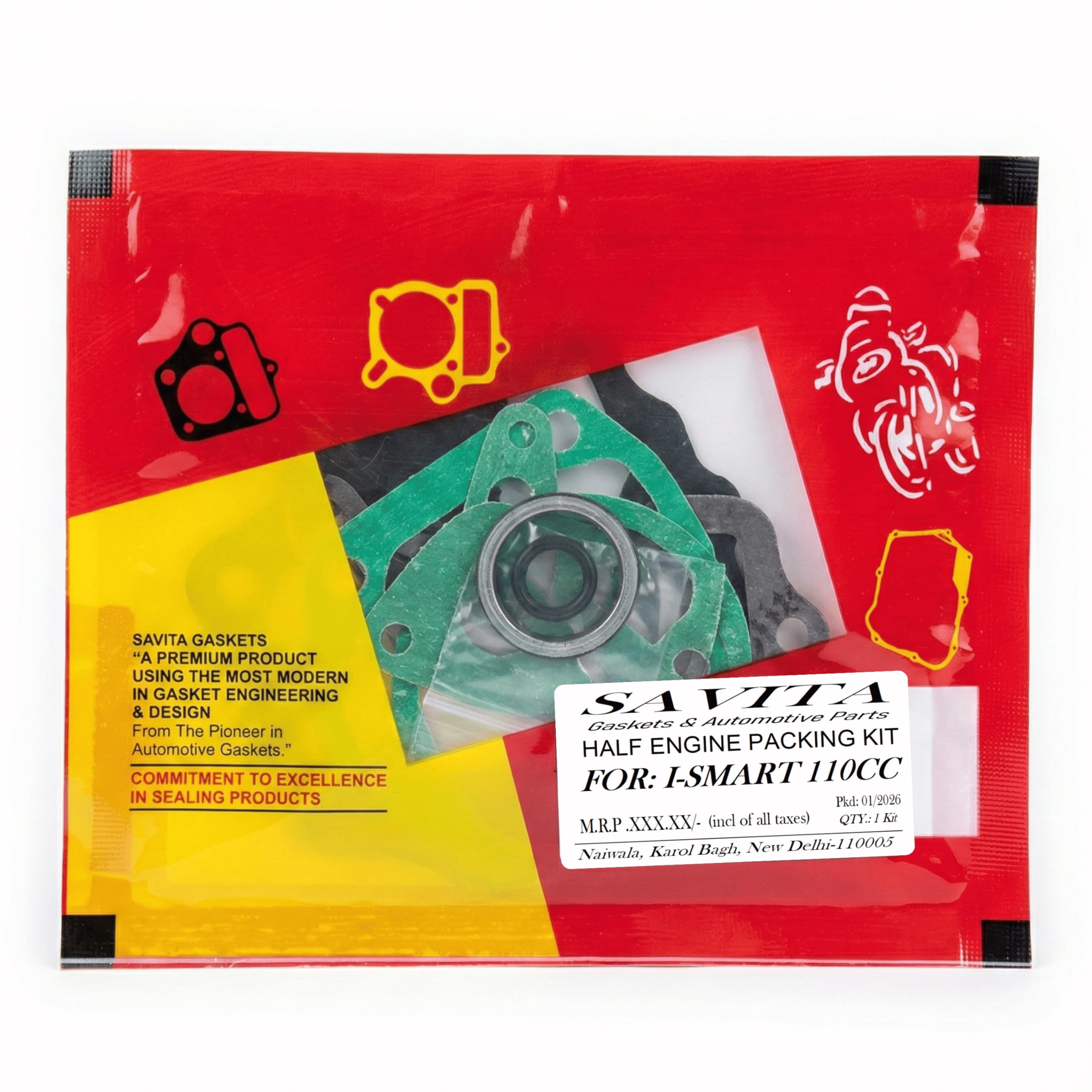 Savita Half Engine Packing Kit Durable Gasket for Hero Splendor iSmart 110 1