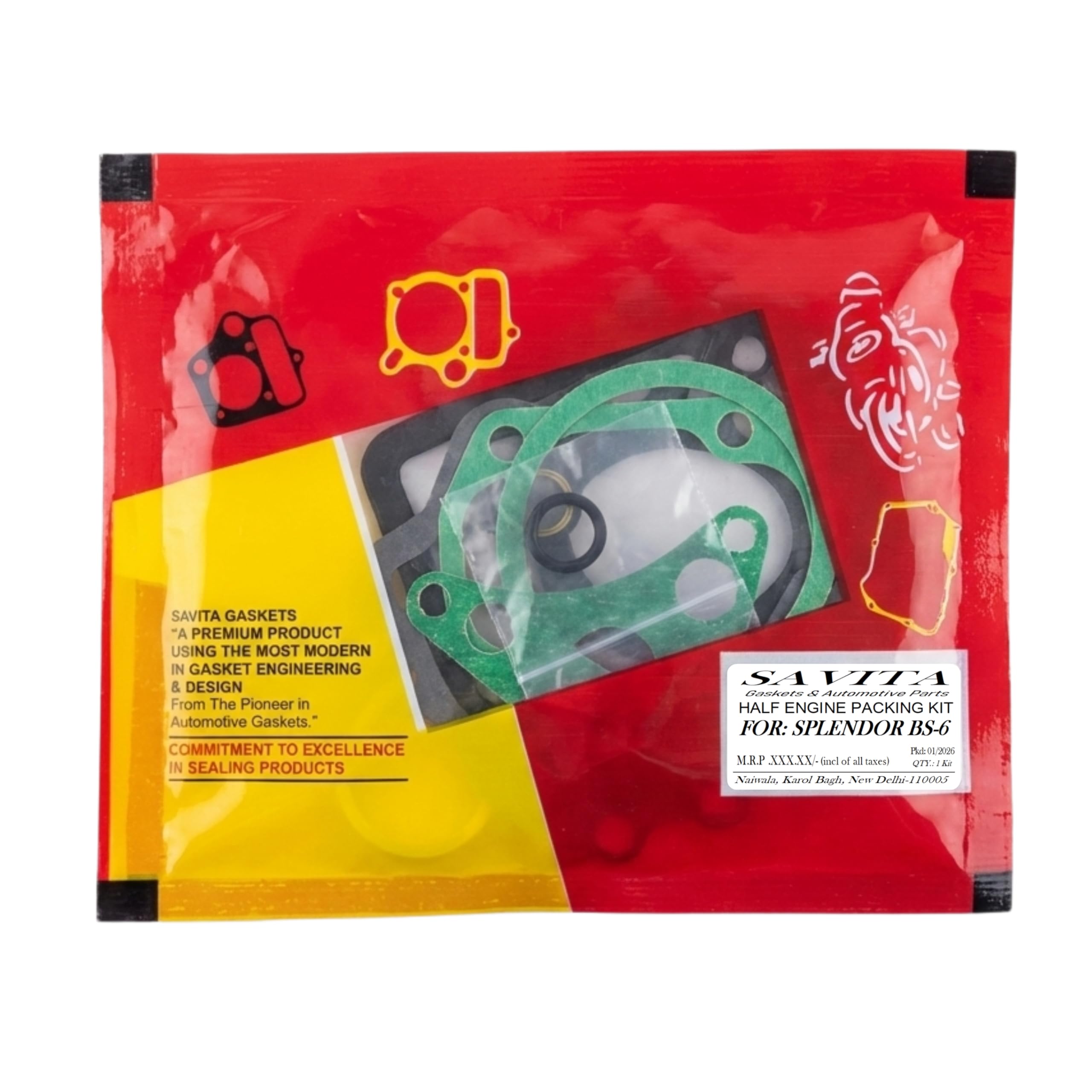 Savita Half Engine Packing Kit Durable Gasket for Hero Splendor Plus BS6 1