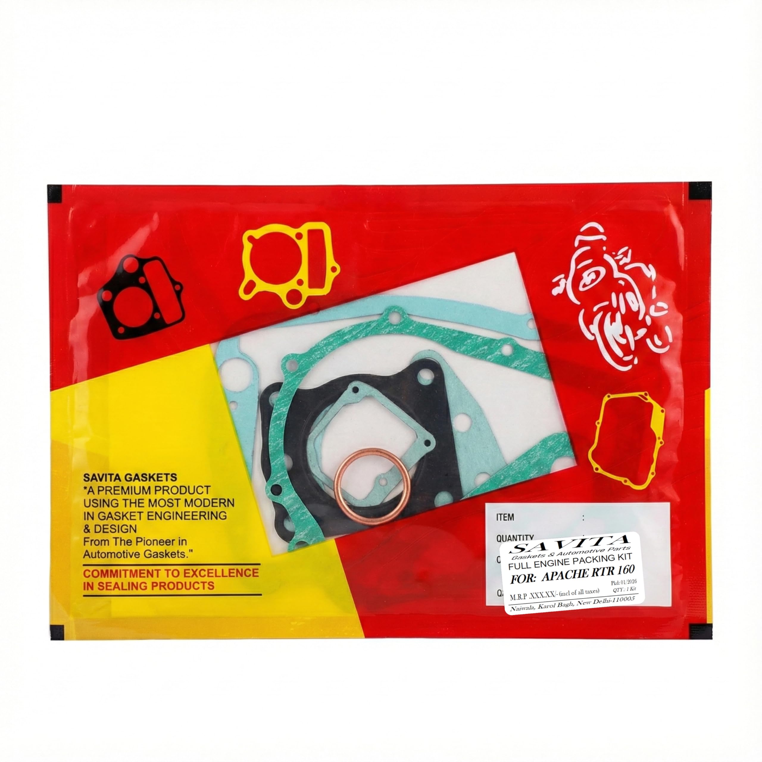 Savita Racing Full Packing Gasket Kit Durable for TVS Apache RTR 160 1